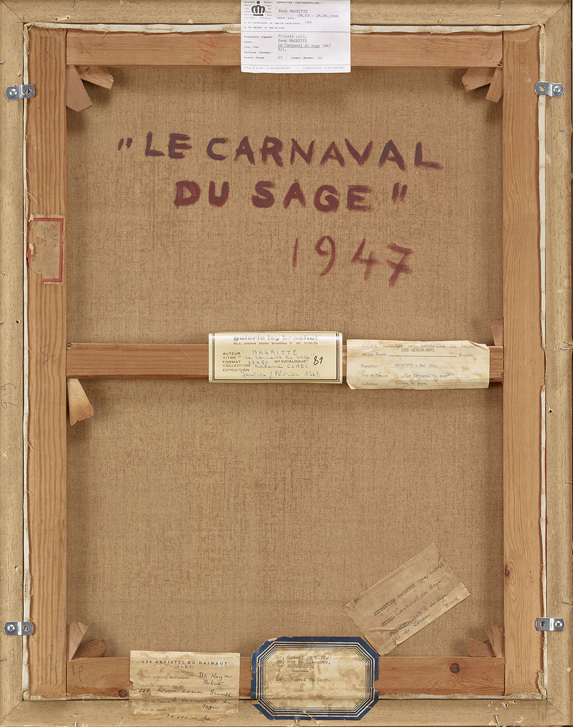 Le Carnaval du Sage — Reverse, inscriptions and labels