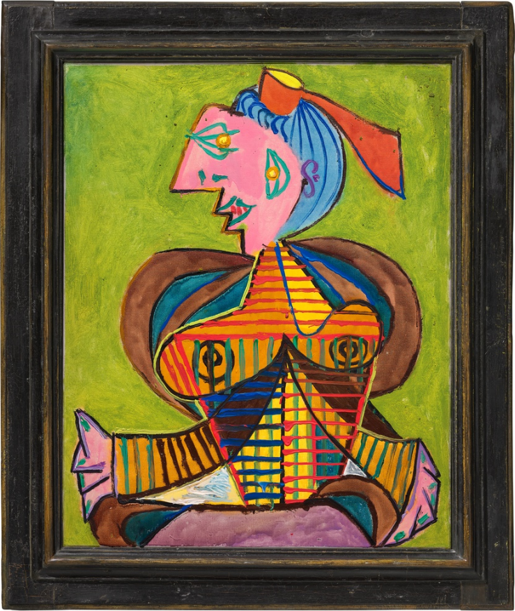 Femme à la coiffe d’Arlésienne sur fond vert